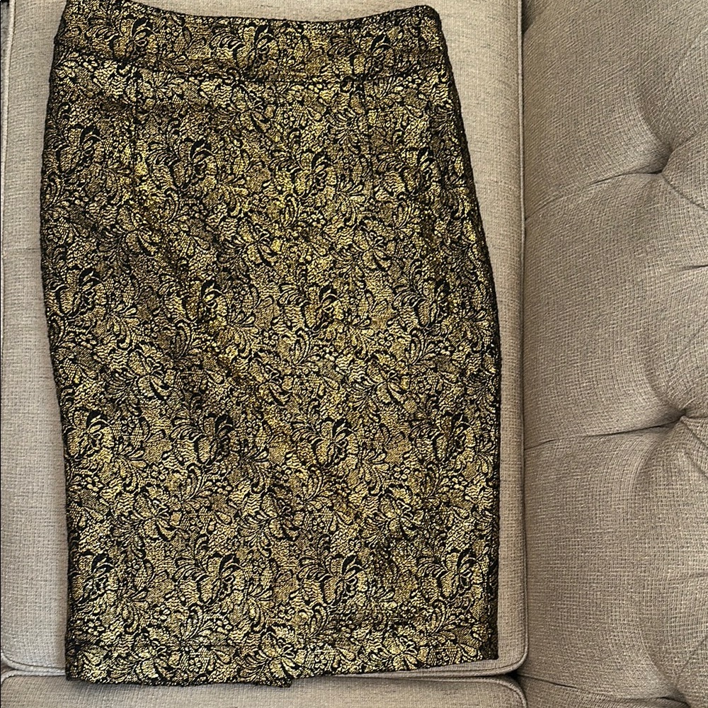 Elegant Gold and Black Pencil  Skirt
